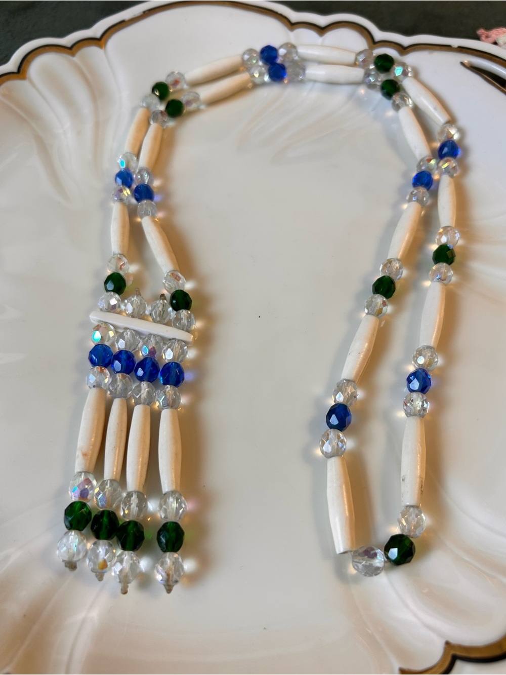 Indigenous-inspired hairpipe bone & glass bead necklace